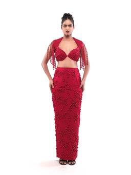 MODO CALDO - Red Evermore Skirt with Bustier and Cape