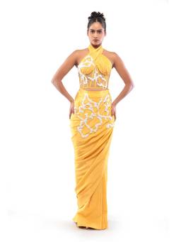 MODO CALDO - Yellow Saffron Kiss Skirt with Crop Top