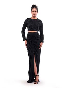 MODO CALDO - Black Ashen Glass Skirt with Crop Top