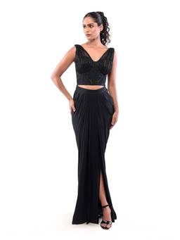 MODO CALDO - Black Midnight Mirage Skirt with Crop Top