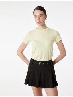 Koton - Ribbed T-Shirt - Yellow