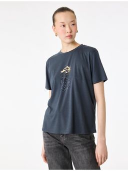 Koton - Jellyfish Graphic Printed T-Shirt - Navy Blue
