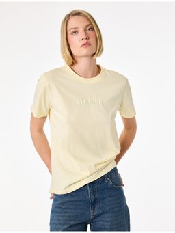 Koton - Printed Detail T-Shirt - Yellow