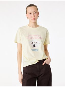 Koton - Dog Printed T-Shirt - Yellow