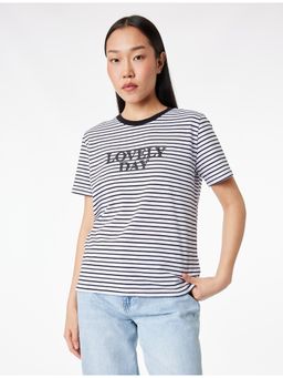 Koton - Striped T-Shirt - Black