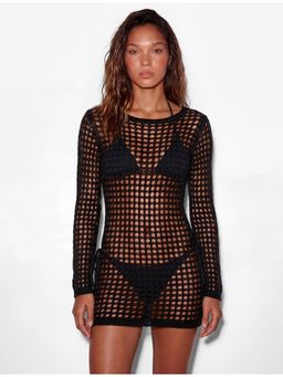 Koton - Crocheted Mesh Beach Dress - Black