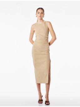 Koton - Sleeveless Bodycon Dress - Beige