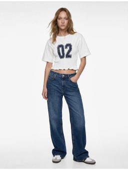 Koton - Short Sleeve Crop Top - White