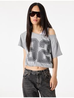 Koton - Crop T-Shirt - Grey