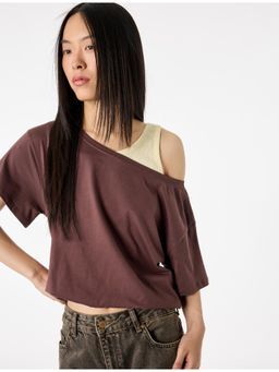 Koton - Printed T-Shirt - Brown