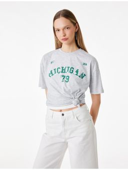 Koton - Printed T-Shirt - Grey