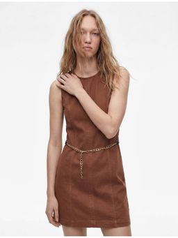 Koton - Denim Dress with Belt - Brown