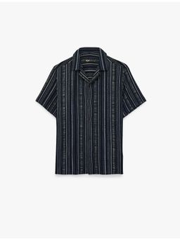Koton - Lapel Neck Shirt - Navy Blue