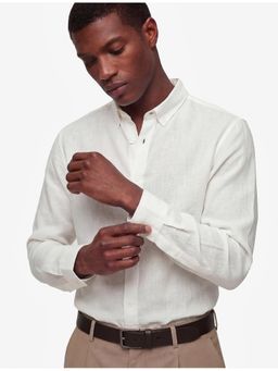 Koton - Long Sleeve Linen Shirt - White