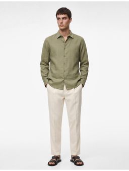 Koton - Long Sleeve Linen Shirt - Olive