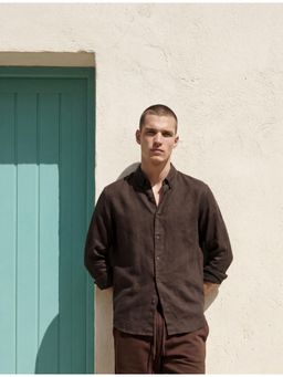 Koton - Long Sleeve Linen Shirt - Brown