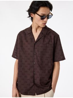 Koton - Short Sleeve Patterned Shirt - Brown