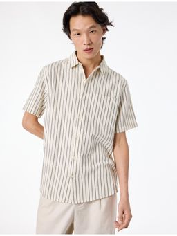 Koton - Short Sleeve Striped Shirt - Off White