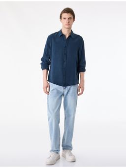 Koton - Classic Neck Shirt - Navy Blue