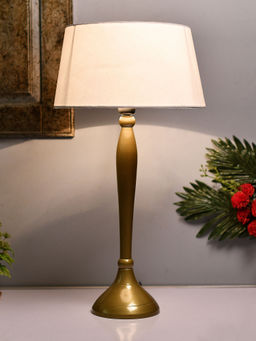 Homesake - Ovoid Gold Lamp With White Drum Shade