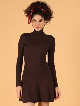 NOBARR - Women Brown Acrylic Solid Mini Dress