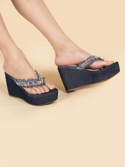 Flat n Heels - Women Blue Wedges Heels