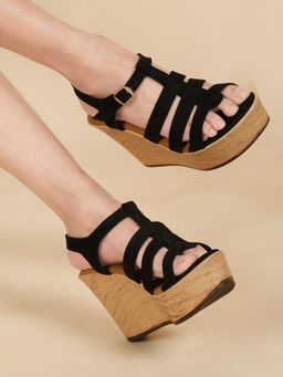 Flat n Heels - Women Black Wedges Heels