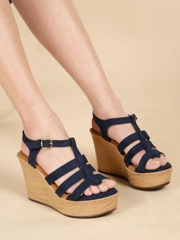 Flat n Heels - Women Navy Blue Wedges Heels