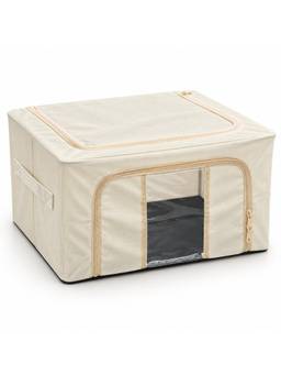nestcase - Fabric Storage Box Clear Window & Dual Access Beige