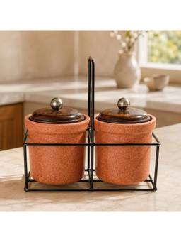 nestcase - Ceramic Tea & Sugar Jars (Pack of 2) 300 ml Each Kitchen Storage