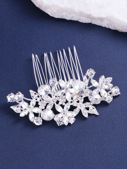Yellow Chimes - Women Silver-Toned Embellished Hair Pin