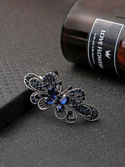 Yellow Chimes - Women Blue Crystal French Barrettes