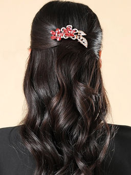 Yellow Chimes - Multicolor Floral Designed Hair comb