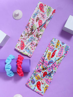 Yellow Chimes - 4 pcs of two Hair Accessories Sets including Criss Cross Ponytail Holders