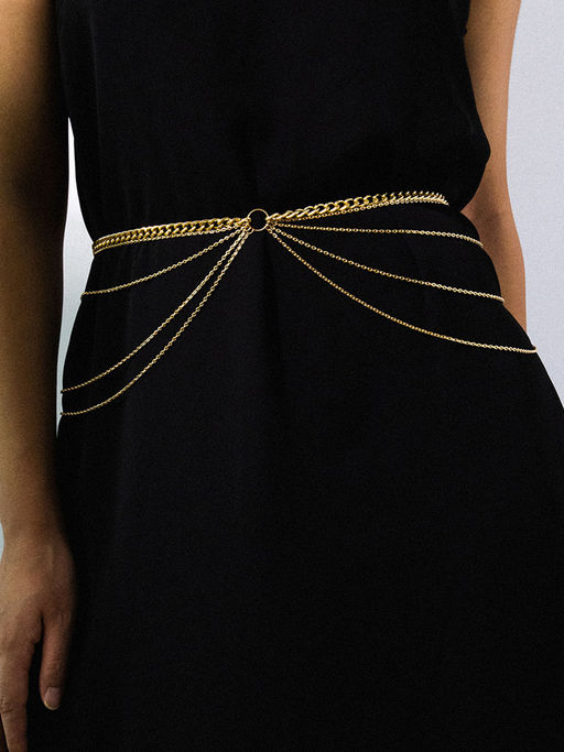 Yellow Chimes Women Gold-Plated Layered Link Waist Chain