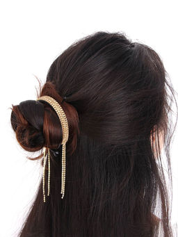 Yellow Chimes - Golden Crystal Studded Hair Band Charming Detailed Hair Band