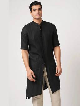 B Label - Black Metamorphosis Half Sleeve Kurta
