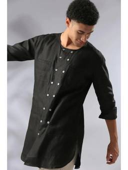 B Label - Black Ashoka Full Sleeve Kurta