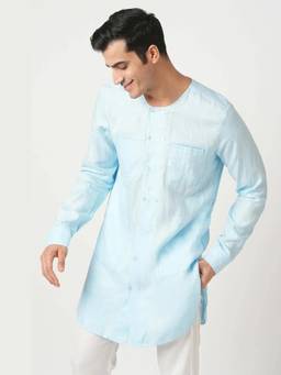 B Label - Blue Ashoka Full Sleeve Kurta