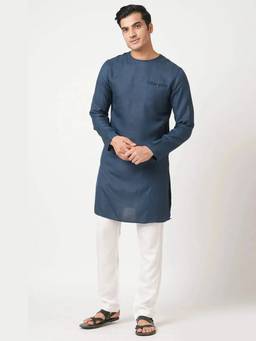 B Label - Navy Crackle Casual Kurta