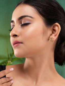 Saraf RS Jewellery - Gold Toned Ad Embellished Solar Studs Earring