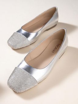 MIORAH - Charm Women Casual Leather Ballerina Silver