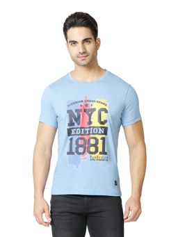 Van Heusen Innerwear - Athleisure Men Crew Neck & Short Sleeve T-Shirt - Sky Melange NY
