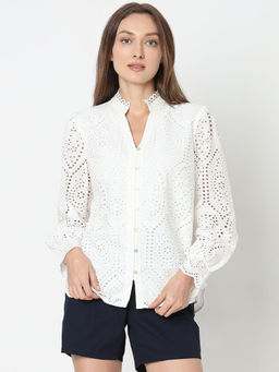 VERO MODA - White Schiffli Shirt