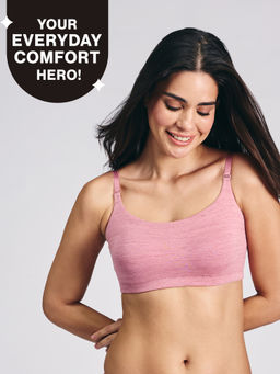 Nykd by Nykaa - Easy Breezy Breathe Cotton Non-Padded Non-Wired Slip On Bra NYB430 Blush Slub