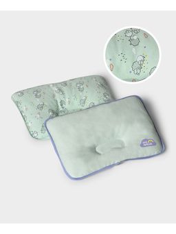Mi Arcus - 100% Cotton Head Shaping Baby Pillow – Pack of 2, Printed & Solid, Blue