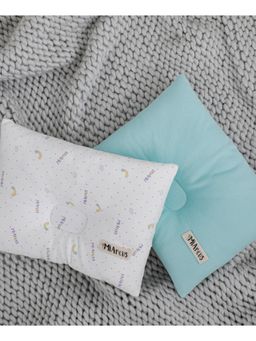 Mi Arcus - 100% Cotton Head Shaping Baby Pillow – Pack of 2, White & Blue