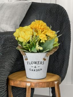 At Home by Nilkamal - Artificial Flower Plant with Metal Pot Yellow