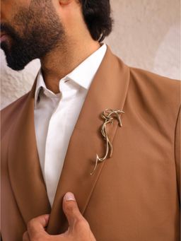 Cosa Nostraa - Men Gold Abstract Signature Brooch