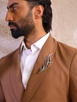 Cosa Nostraa - Men Silver Abstract Rise Brooch